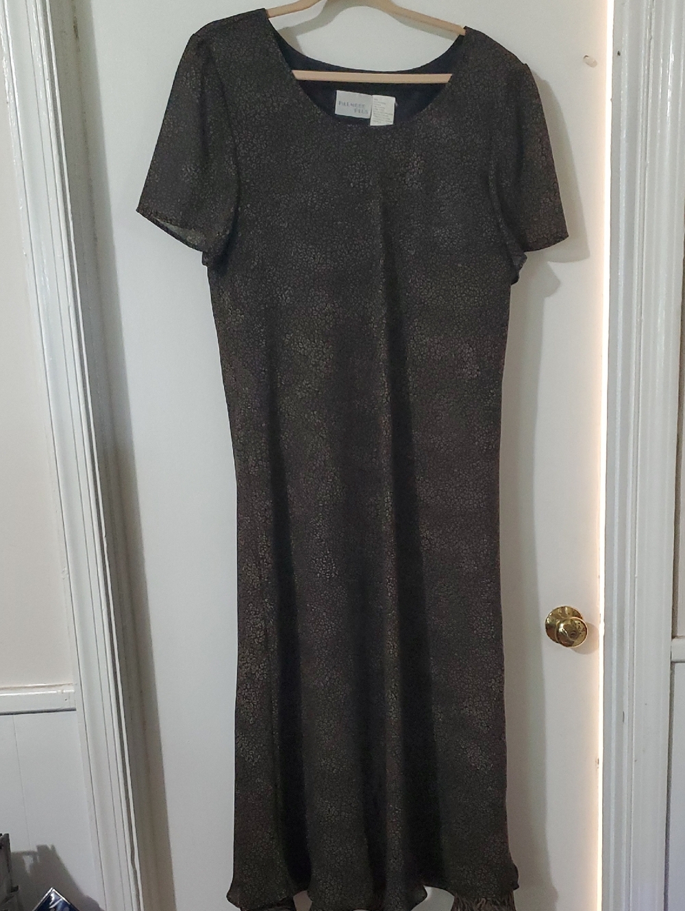 Halmode Plus Black Metallic Short-Sleeve Maxi Dress Sz 18